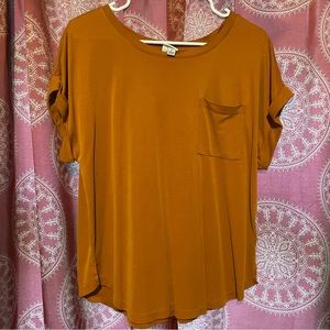 Burnt orange single pocket dress shirt